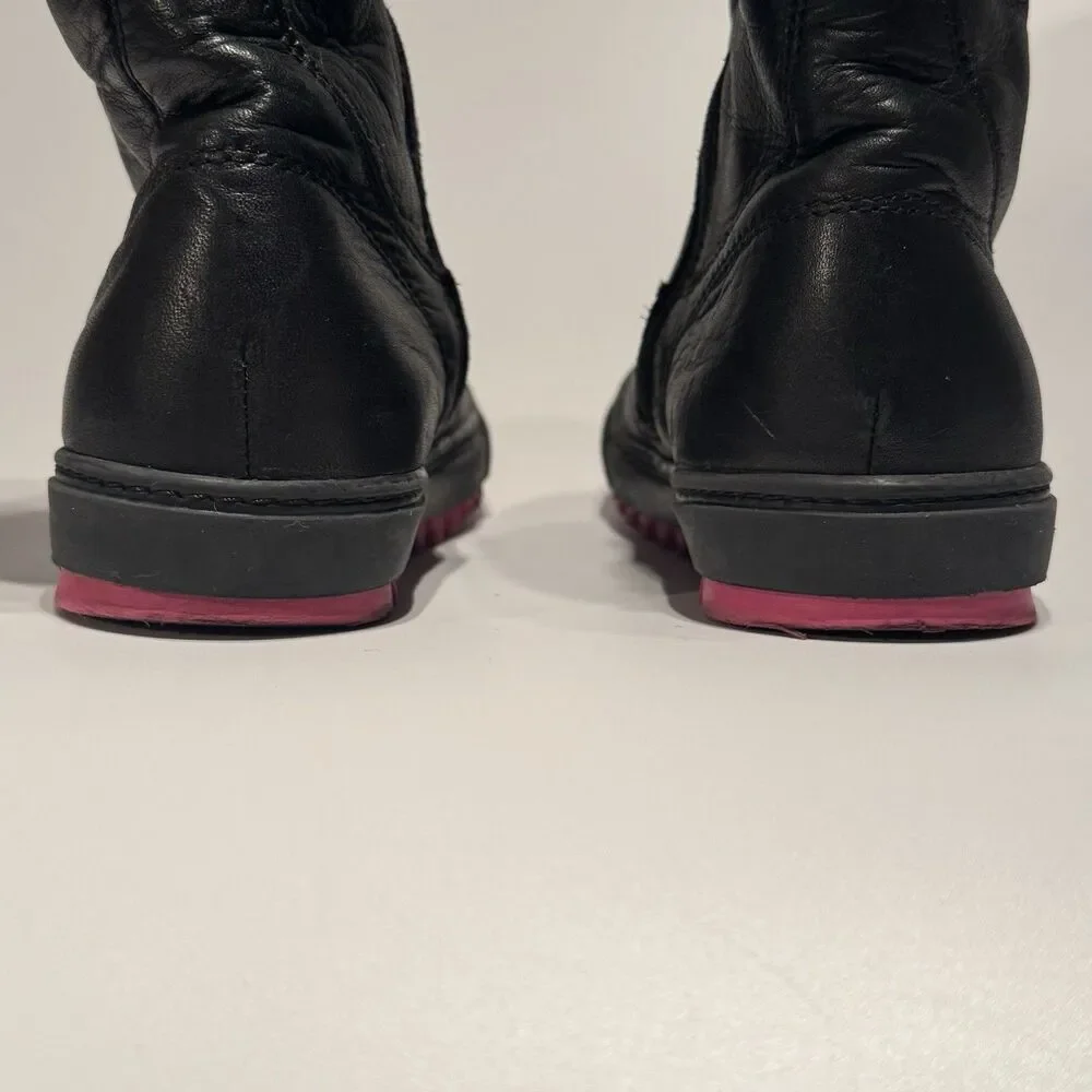 Naturino Girls Black Leather Boots Size US 12 EU 31 Wool Lined Rain Step